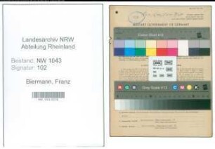 Entnazifizierung Franz Biermann , geb. 31.03.1894 (Schlosser)