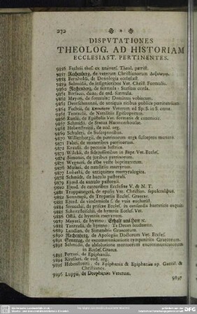 Disputationes Theolog. Ad Historiam Ecclesiast. Pertinentes.