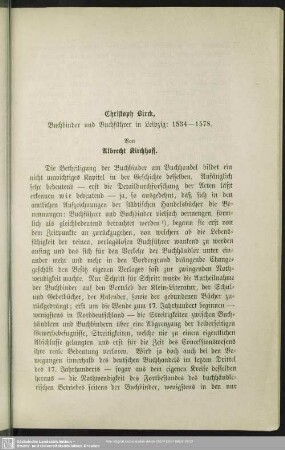Christoph Birck, Buchbinder u. Buchführer in Leipzig 1534-1578