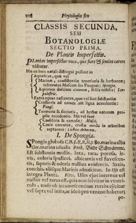 Sectio Prima. De Plantis Imperfectis. - Sectio Sexta. De Herbis Capitatis.