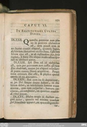 Caput VI. De Restitutione Cultus Divini.