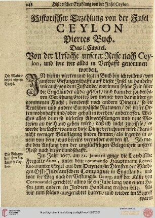 IV. Historischer Erzehlung von der Insel Ceylon