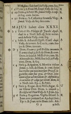 Majus habet dies XXXI.
