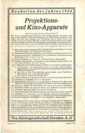Projektions- und Kino-Apparate