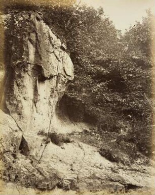 Mittelgrundstudie: Felsen und Terrain: Felsblock mit Baumschlag und Terrain