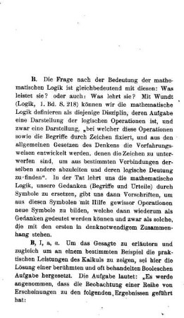 B - Die Bedeutung der mathematischen Logik.