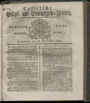 Nr. 71, Sonnabend, den 4ten September 1819