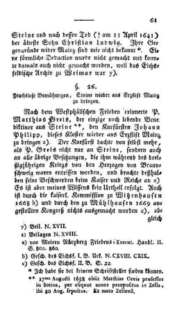 §. 26. Fruchtlose Bemühungen, Steine wieder ans Erzstift Mainz zu bringen.
