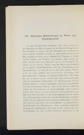 VII. Allgemeine Betrachtungen zur Neuro- und Psychodynamik.