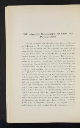 VII. Allgemeine Betrachtungen zur Neuro- und Psychodynamik.