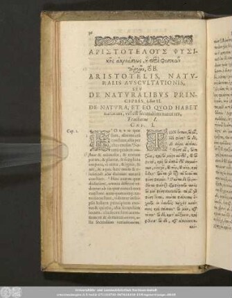 Aristotelis, Naturalis Auscultationis, Seu De Naturalibus Principiis, Liber II