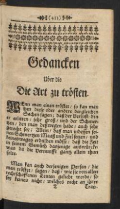 Gedancken Uber die Die Art zu trösten.