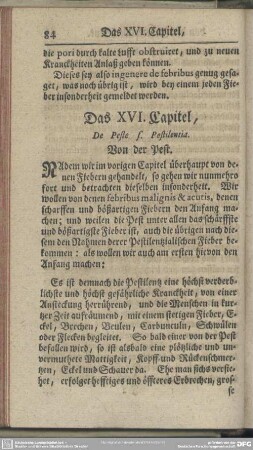 Das XVI. Capitel, Von der Pest
