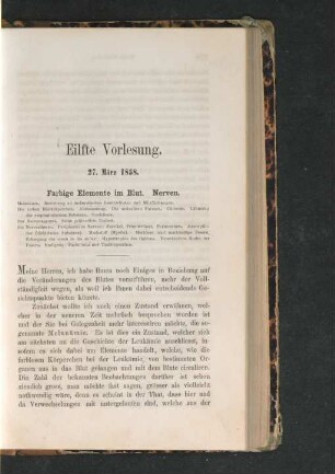 Eilfte Vorlesung. 27. März 1858. Farbige Elemente im Blut. Nerven