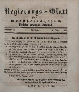 Nr. 1 : 15. Januar 1842
