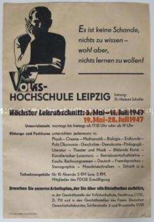 Werbeblatt der Volkshochschule Leipzig