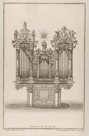 Orgel, Blatt 5 aus der Folge "Accurater Entwurff gantz neu inventirter u. noch nie an das Tagesliecht gekommener Orgelkästen"