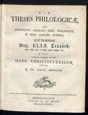 Theses Philologicæ