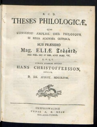 Theses Philologicæ
