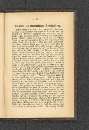 Ursachen des medicinischen Aberglaubens.