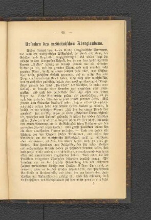 Ursachen des medicinischen Aberglaubens.