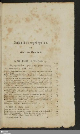 Inhaltsverzeichnis des zweiten Bandes