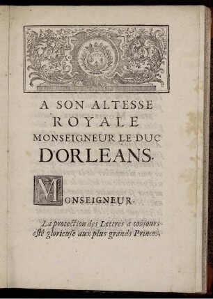 A Son Altesse Royale Monseigneur Le Cuc D' Orleans.