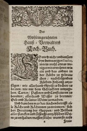Des Wohleingerichteten Hauß-Verwalters Koch-Buch.