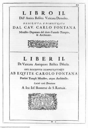 Templum vaticanum et ipsius origo - p. 59: Frontespizio del secondo libro