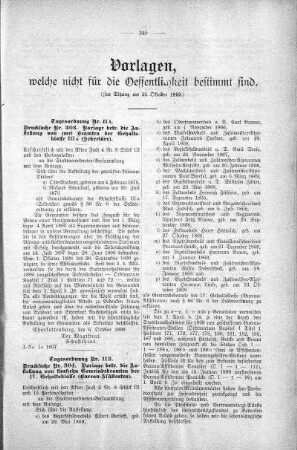 Vorlagen welche nicht für die Oeffentlichkeit bestimmt sind., 25. Oktober 1899