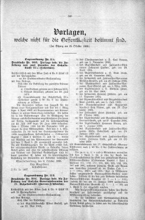 Vorlagen welche nicht für die Oeffentlichkeit bestimmt sind., 25. Oktober 1899