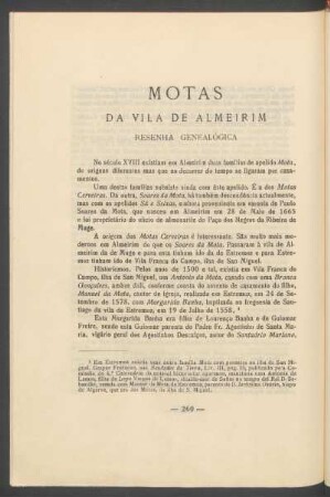 Motas da Vila de Almeirim : Resenha genealógica