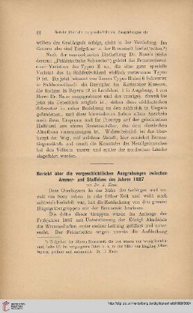 1: Bericht über die vorgeschichtlichen Ausgrabungen zwischen Ammer- und Staffelsee des Jahres 1887, [1]