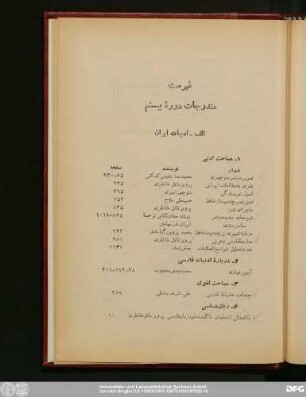 فهرست مندرجات دورهٔ بیستم