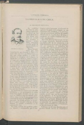 La República de Chile. : El Presidente Balmaceda.