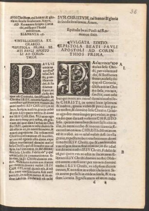 Intelligentia Ex Graeco. Epistola Prima Beati Pauli Apostoli Ad Corinthios. = Vulgata Editio. Epistola Beati Pauli Apostoli Ad Corinthios Prima.