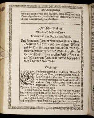 Die Achte Predigt. Textus vers. 15. 16. capitis Primi