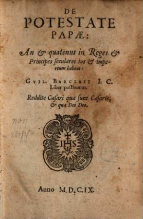 De potestate papae : liber posthumus