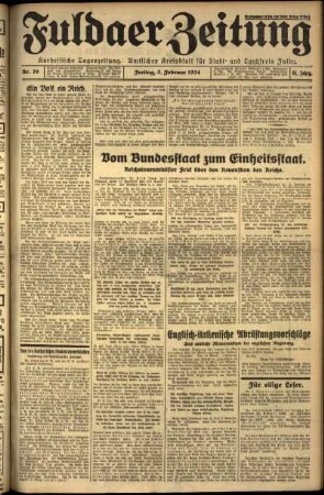 Erste Ausgabe vom Freitag, den 02. Februar 1934.