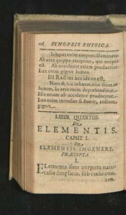 Caput I. De Elementis In Genere.