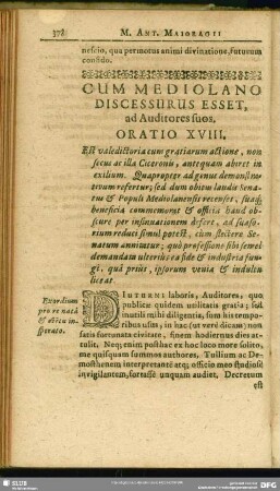 Cum Mediolano Discessurus Esset, ad Auditores suos. Oratio XVIII.