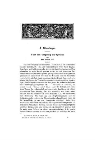 Über den Ursprung der Sprache : (Schluß)