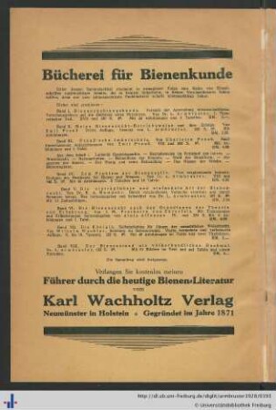 Bücherei für Bienenkunde.