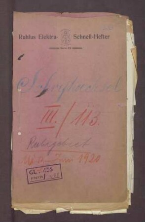 Schriftwechsel anlässlich der Besetzung des Ruhrgebiets