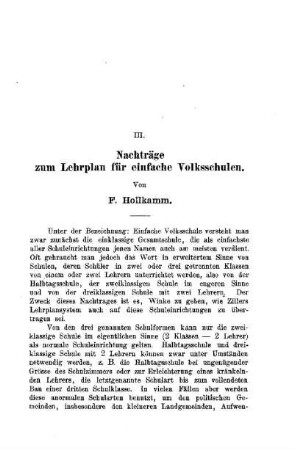 Nachträge zum Lehrplan für einfache Volksschulen