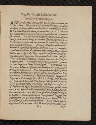 Pagellae hiantis Suscitabulum. Invitatio Christi ad Nuptias.