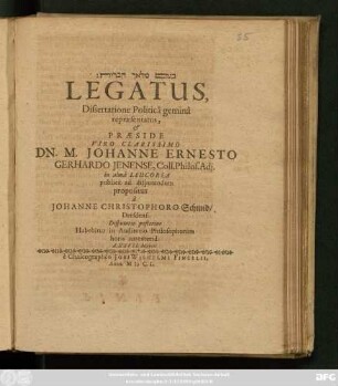 2: Legatus ... Disputatio ...