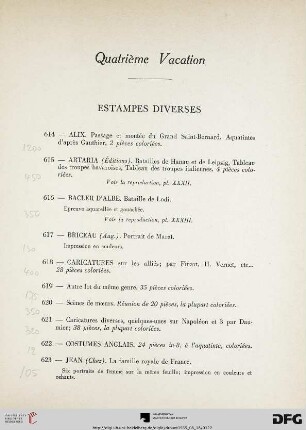 Estampes diverses (Nr. 614-643)