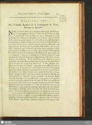 Chapitre LXII. Des Chanoines Reguliers de la Congregation de Notre-Sauveur en Lorraine