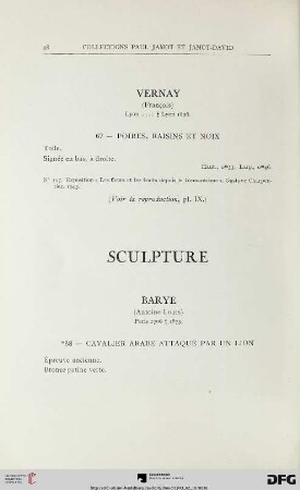 Sculpture (Nr. 68) avec planche IX